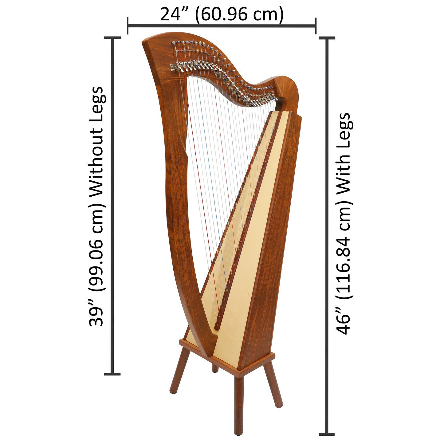 MUZIKKON MCHUGH HARP 27 STRING ROSEWOOD SQUARE BACK