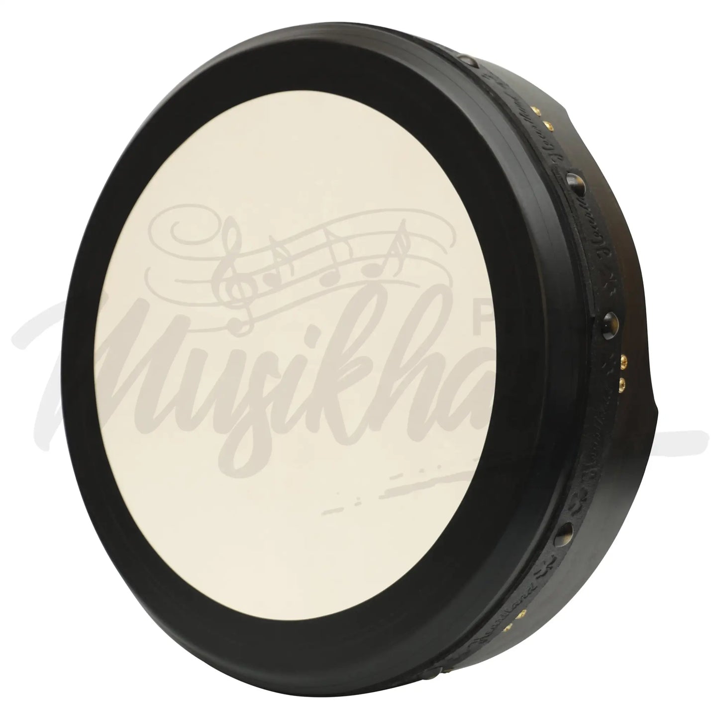 Muzikkon 16’’X4’’ Heartland Tunable Irish Bodhran With T-Bar & Taped Finish Deep Tune Ebony