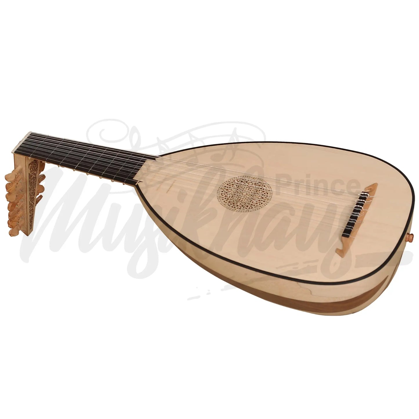 Muzikkon Descant Lute 7 Course Left Handed Variegated Walnut And Lacewood