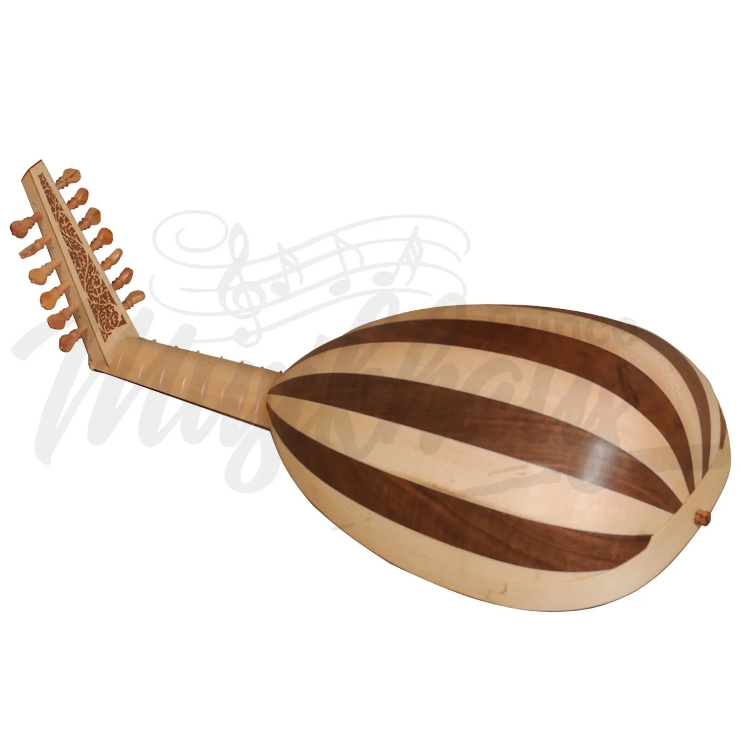 Muzikkon Descant Lute 7 Course Left Handed Variegated Walnut And Lacewood