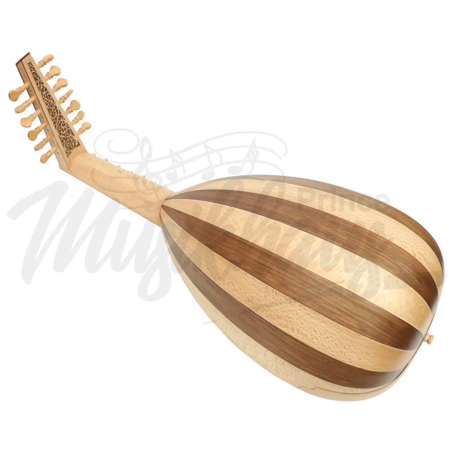 Muzikkon Descant Lute 7 Course Variegated Walnut And Lacewood