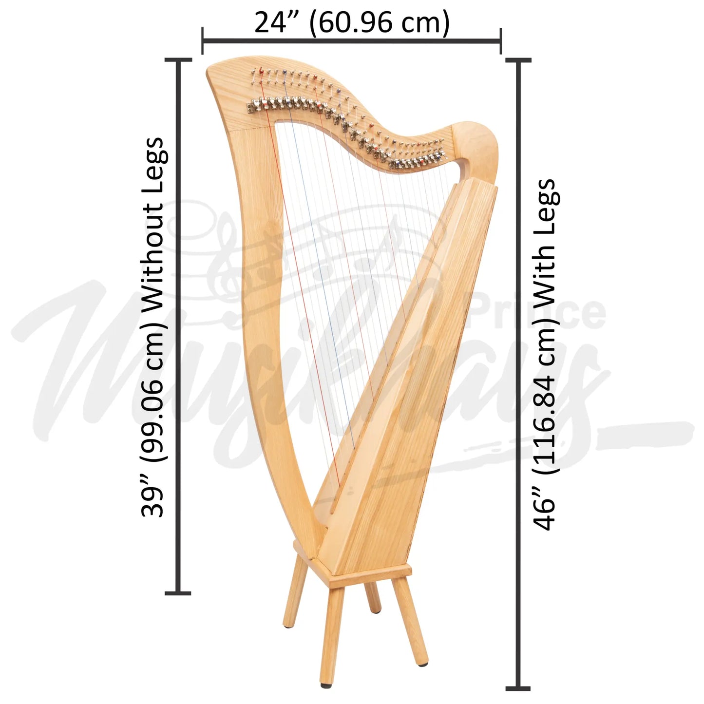 Muzikkon Mchugh Harp 27 String Ashwood Square Back