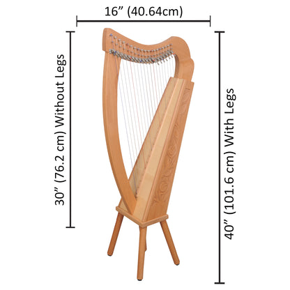 19 STRING TRINITY HARP BEECHWOOD