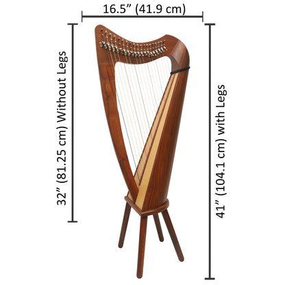 MUZIKKON 19 STRING CLADDAGH HARP ROSEWOOD