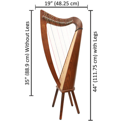 MUZIKKON 22 STRING CLADDAGH HARP ROSEWOOD