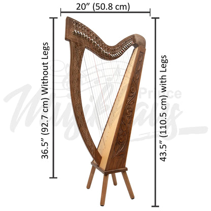 27 String Boru Harp Walnut