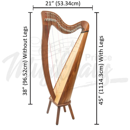 28 String Claddagh Harp Rosewood