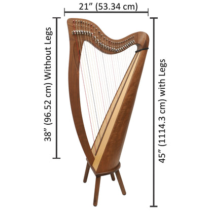 28 STRING CLADDAGH HARP WALNUT