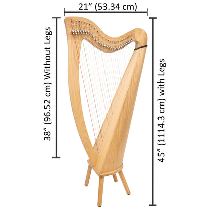 MUZIKKON 28 STRING CLADDAGH HARP ASHWOOD