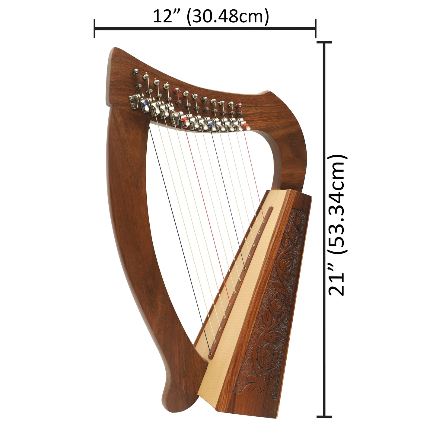 O'CAROLAN HARP, 12 STRING R/W WITH SHARPENING LEVERS