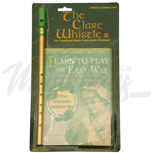 Clare Tin Whistles - D Brass Whistle & Learn To Play Pack