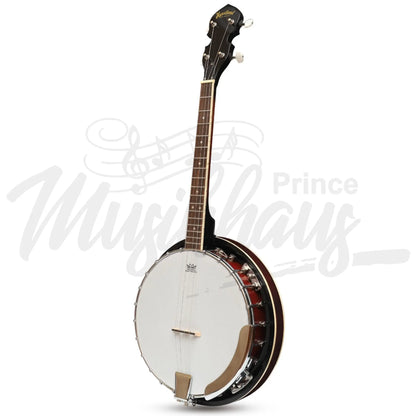 Heartland 4 String Banjo Closed Solid Back 17 Fret Left Handed Irish Tenor Short Scale