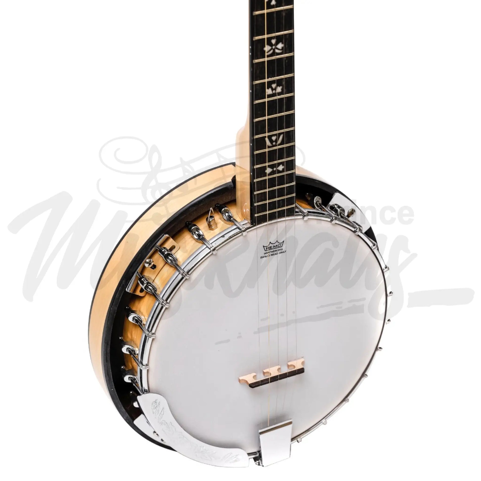 Heartland 5 String Deluxe Irish Banjo 24 Bracket With Closed Solid Back Maple Finish