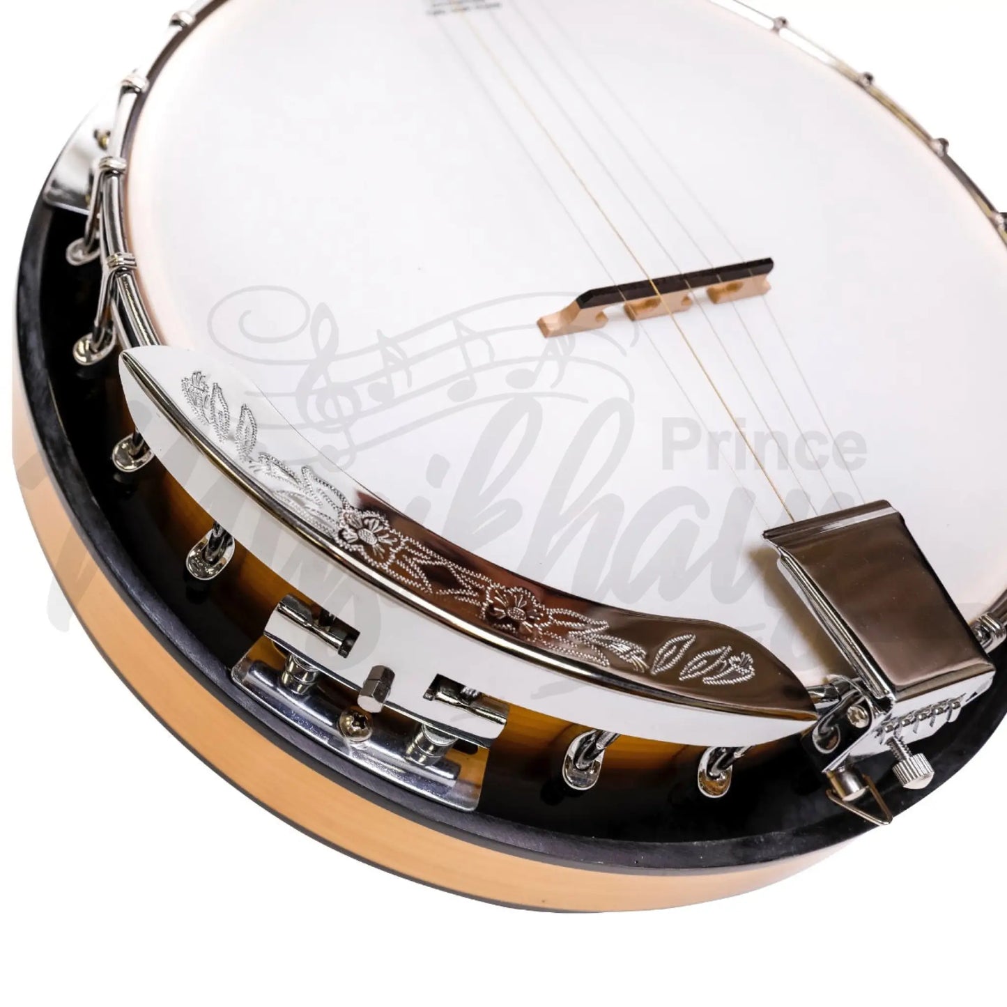 Heartland 5 String Deluxe Irish Banjo 24 Bracket With Closed Solid Back Maple Finish