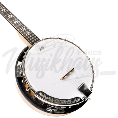 Heartland 5 String Deluxe Irish Banjo 24 Bracket With Closed Solid Back Maple Finish