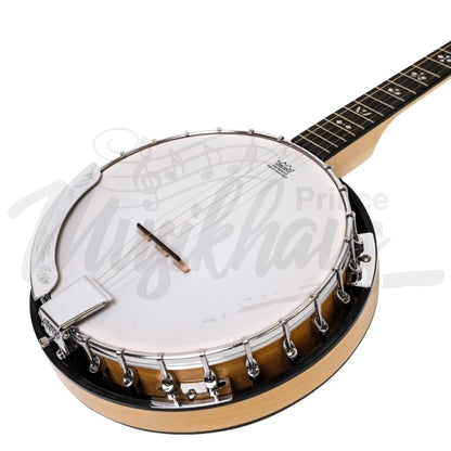 Heartland 5 String Deluxe Irish Banjo 24 Bracket With Closed Solid Back Maple Finish