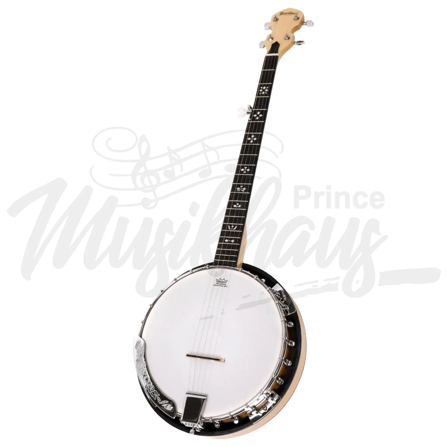 Heartland 5 String Deluxe Irish Banjo 24 Bracket With Closed Solid Back Maple Finish