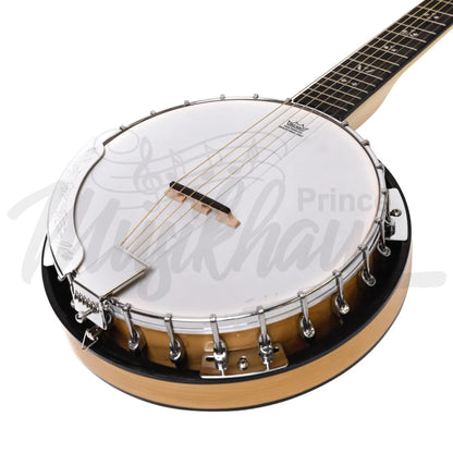 Heartland 6 String Deluxe Irish Banjo 24 Bracket With Closed Solid Back Maple Finish