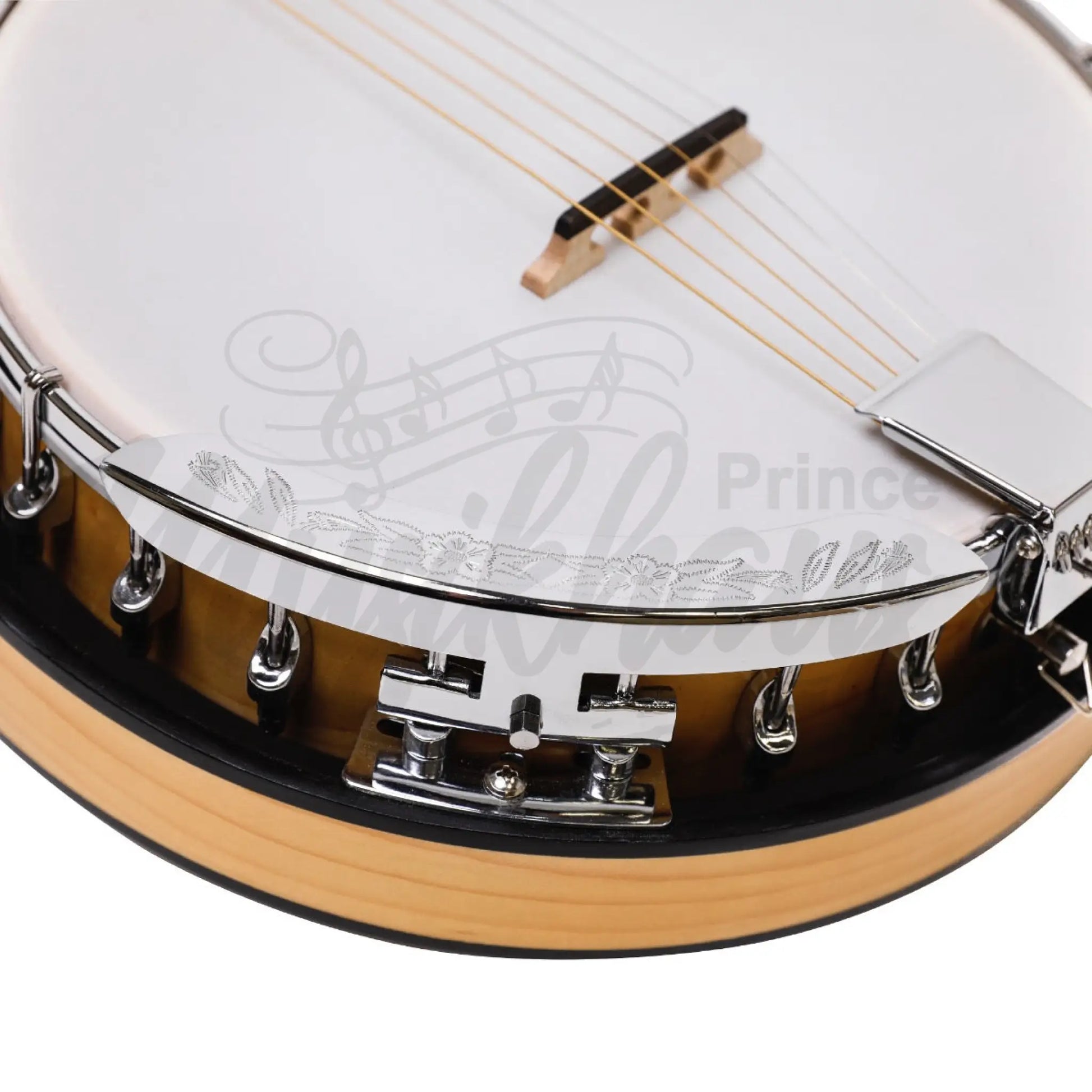 Heartland 6 String Deluxe Irish Banjo 24 Bracket With Closed Solid Back Maple Finish