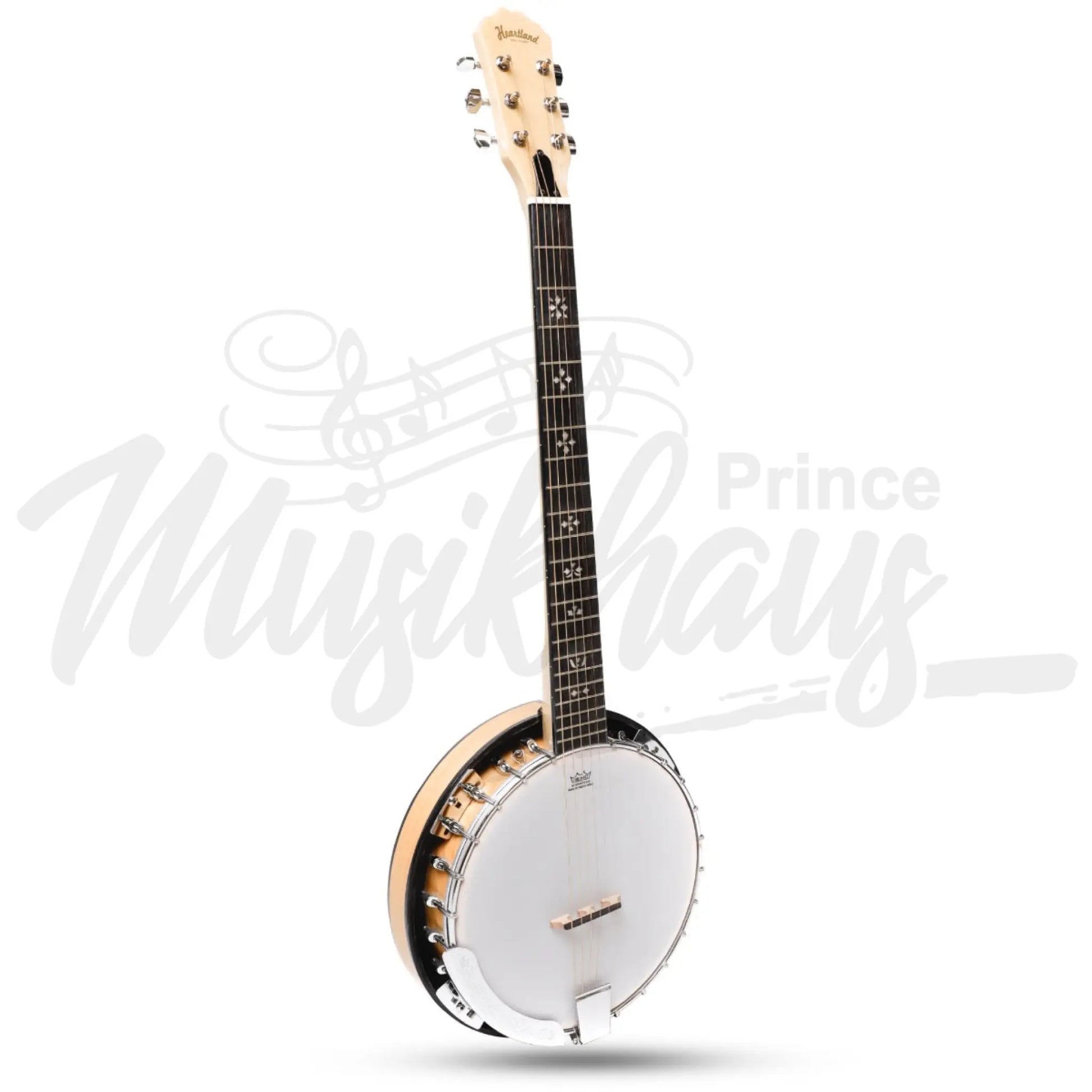 Heartland 6 String Deluxe Irish Banjo 24 Bracket With Closed Solid Back Maple Finish