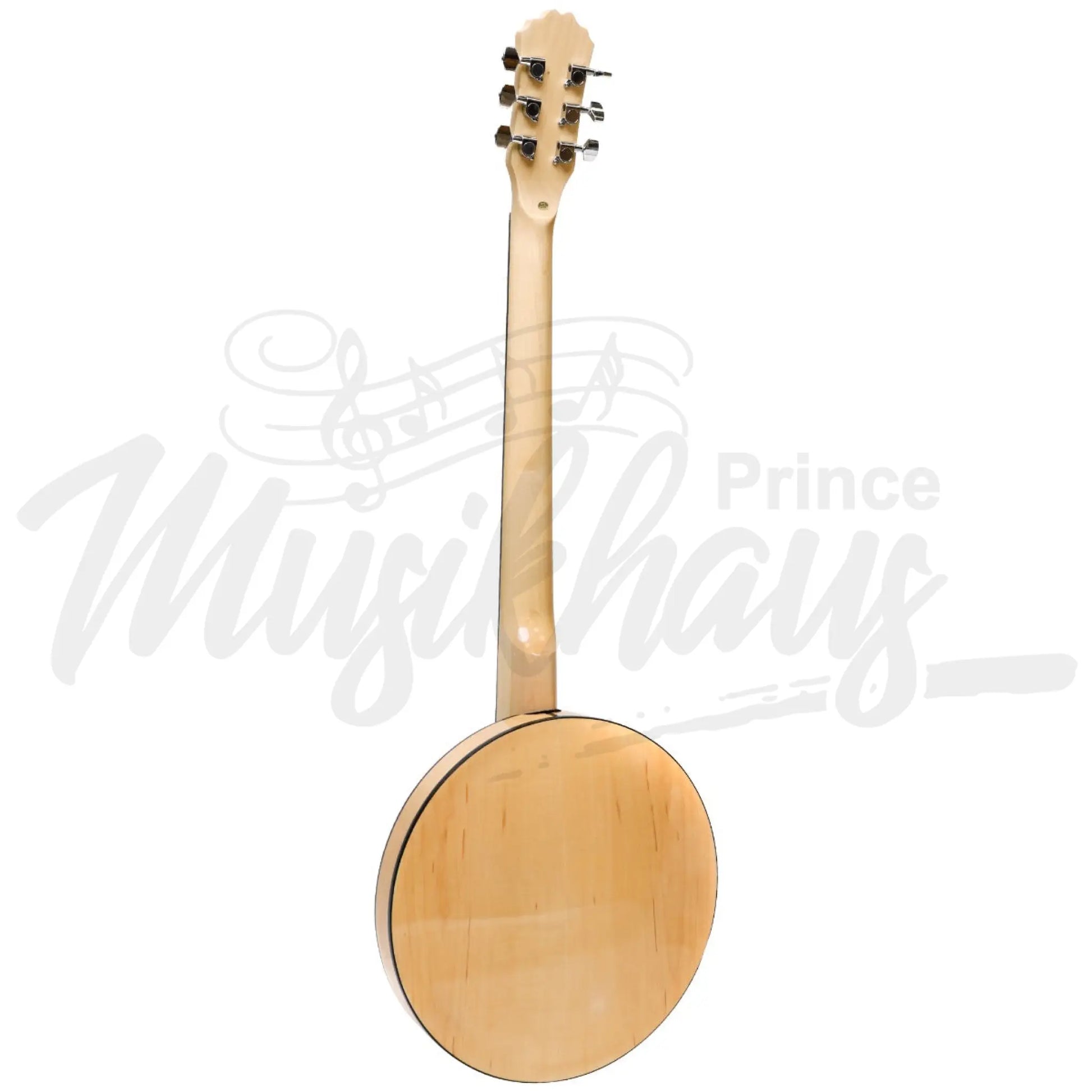 Heartland 6 String Deluxe Irish Banjo Left Handed 24 Bracket With Closed Solid Back Maple Finish