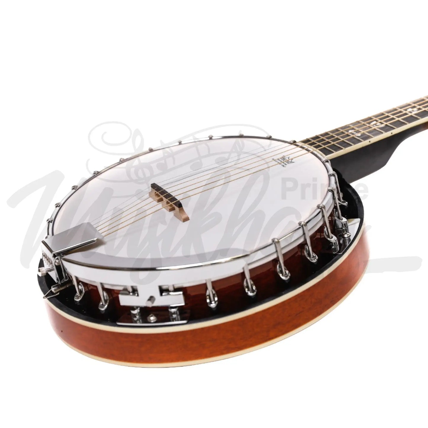 Heartland 6 String Irish Banjo Left Handed Player Series 24 Bracket With Closed Solid Back Sunburst