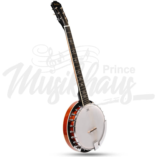 Heartland 6 String Irish Banjo Left Handed Player Series 24 Bracket With Closed Solid Back Sunburst