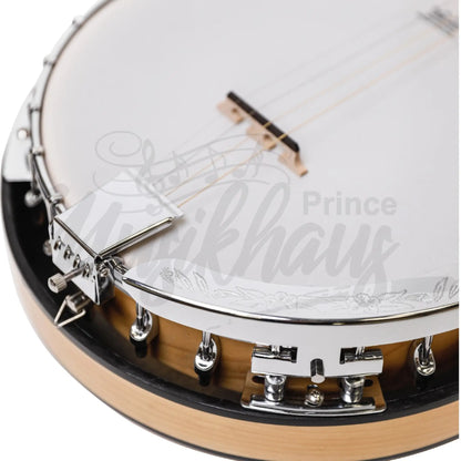 Heartland Deluxe Irish Tenor Banjo Left Handed 19 Frets 24 Bracket Closed Solid Back Maple Finish