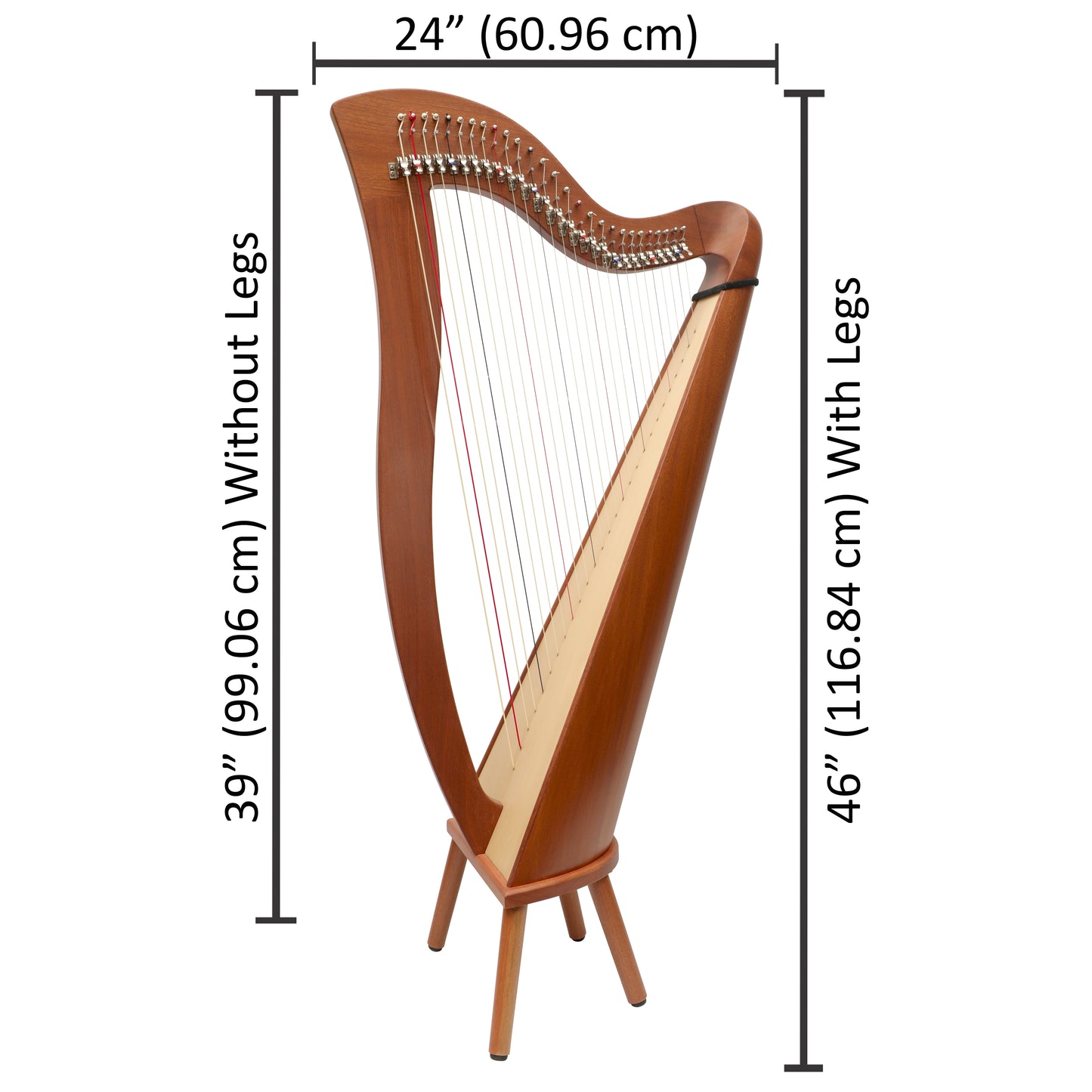 MUZIKKON MCHUGH HARP 27 STRINGS MAHOGANY ROUND BACK