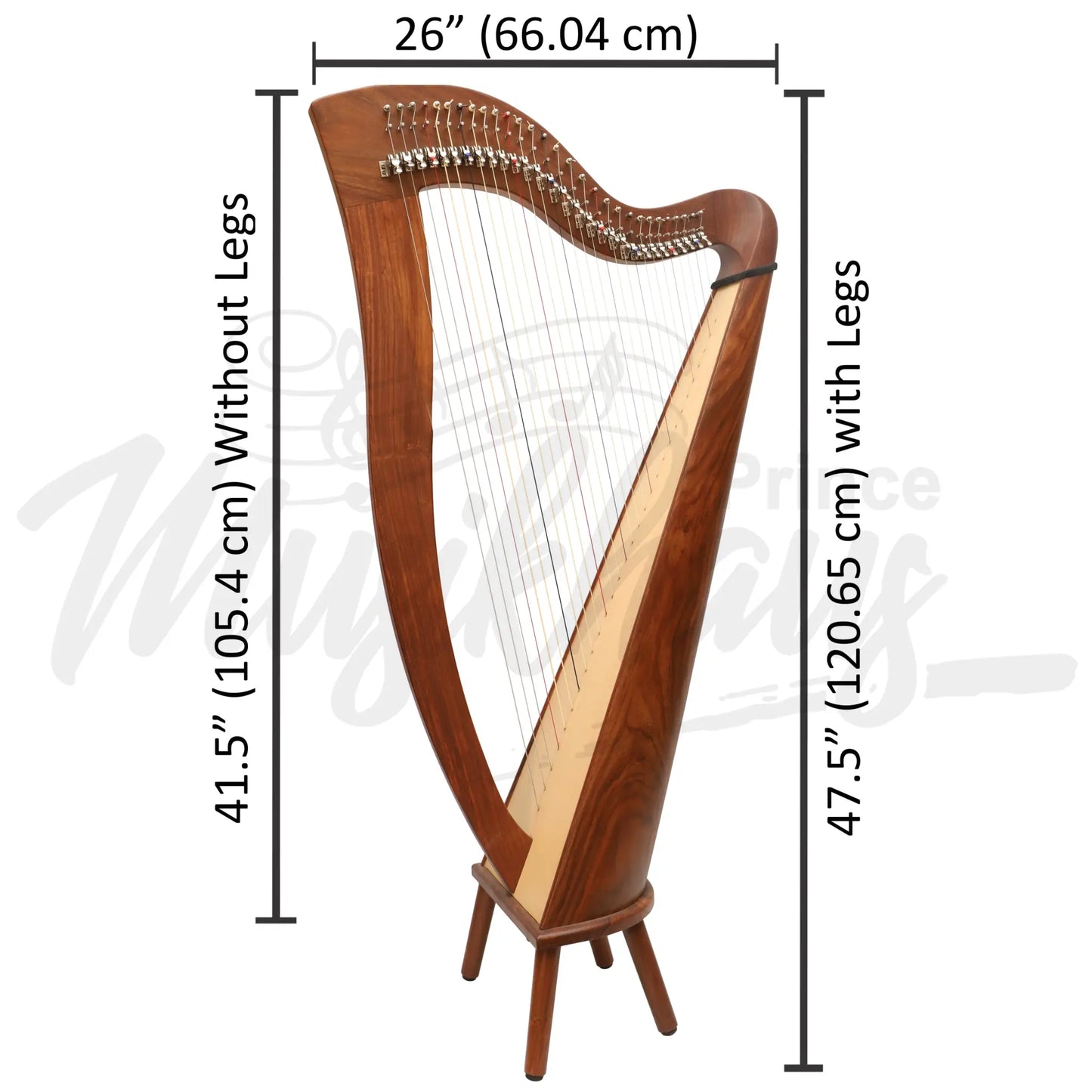 Mchugh Harp 29 String In Rosewood Round Back