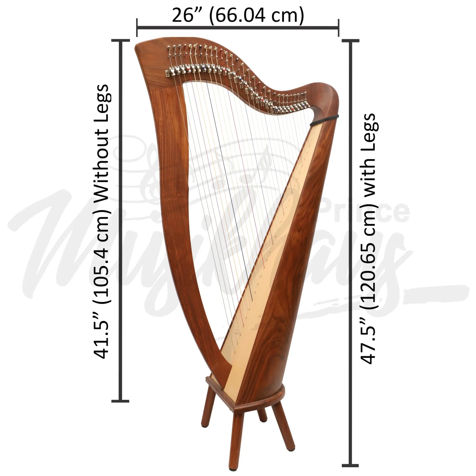 Mchugh Harp 29 String In Rosewood Round Back