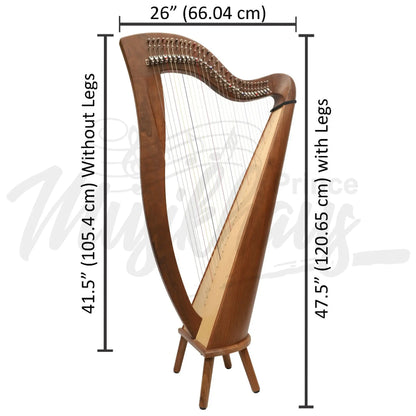 Mchugh Harp 29 String Round Back Walnut