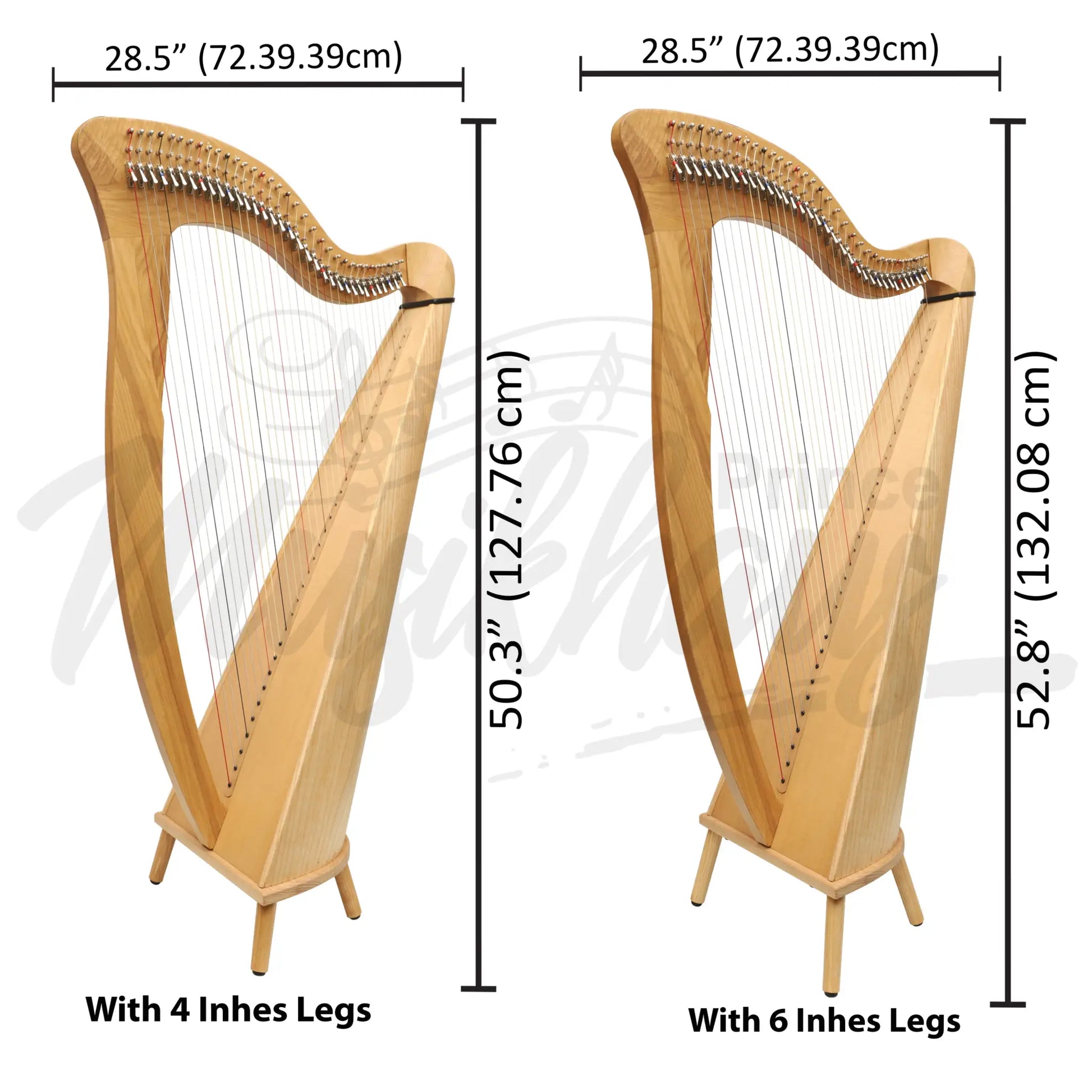 Mchugh Harp 34 String Ashwood Round Back