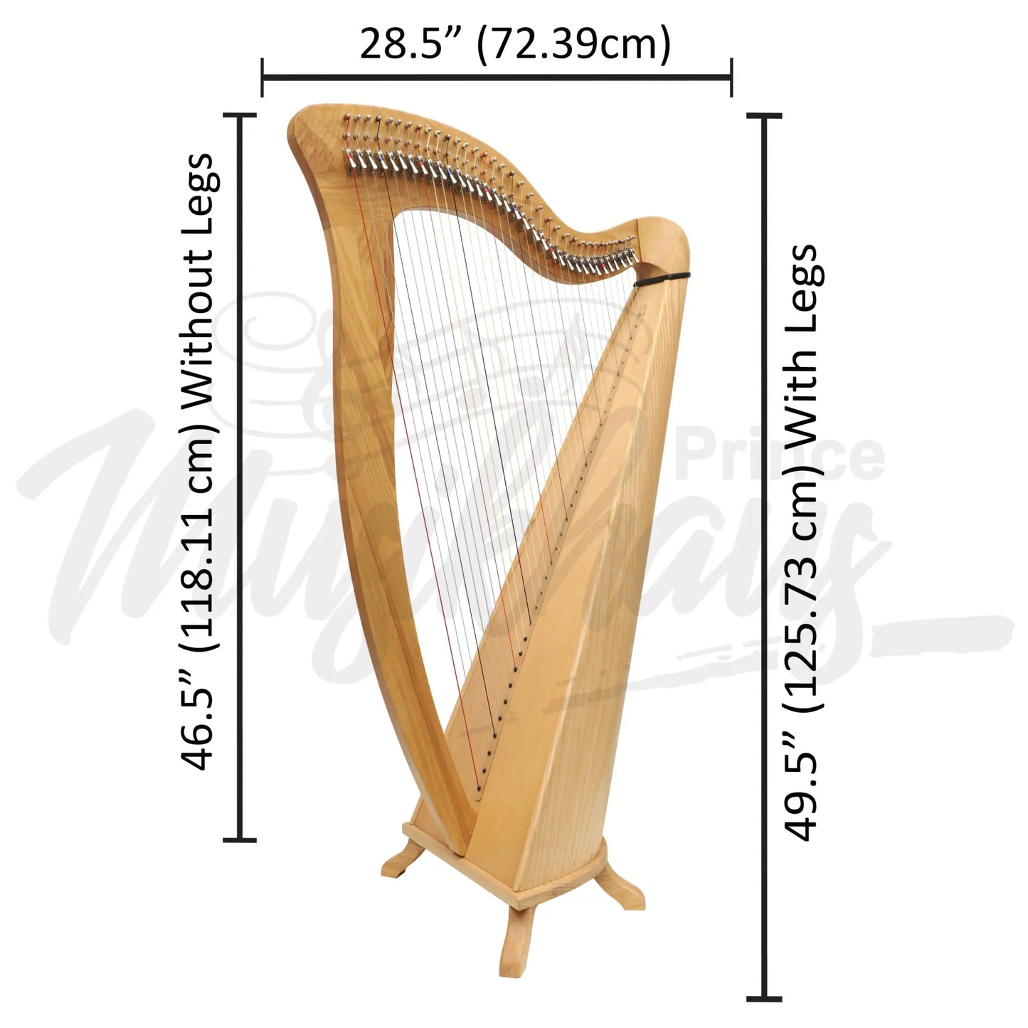 Mchugh Harp 34 String Ashwood Round Back