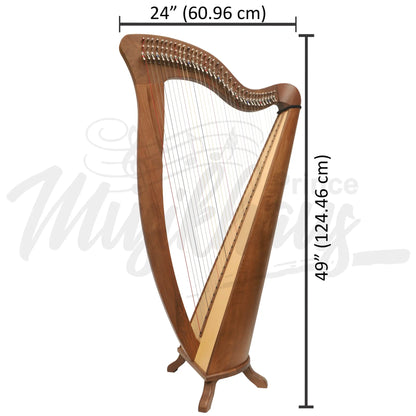 Mchugh Harp 34 String In Walnut Round Back