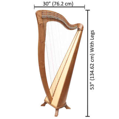 MCHUGH HARP 38 STRING WALNUT ROUND BACK