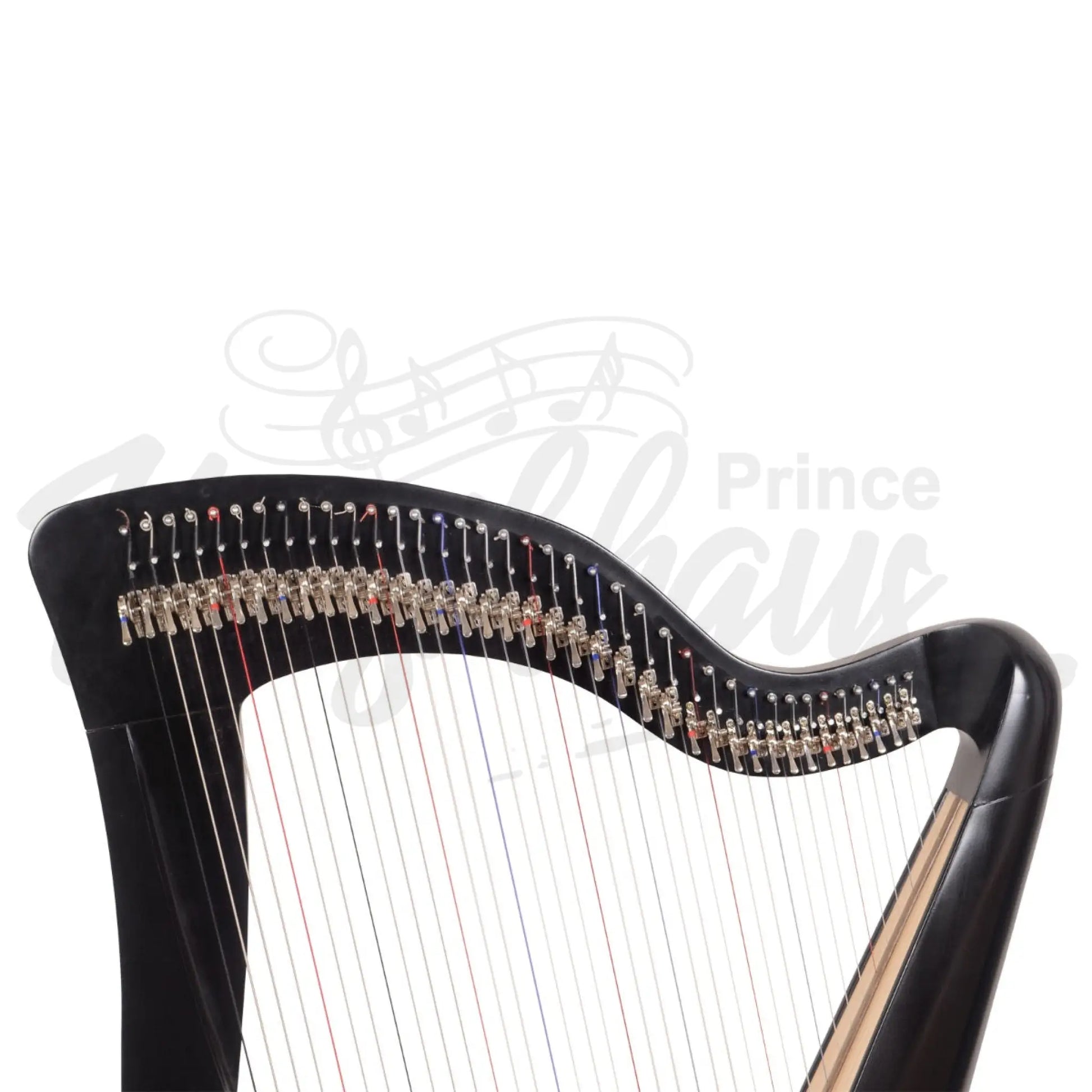 Mchugh Harp 38 String Walnut Wood Coloured Black Round Back