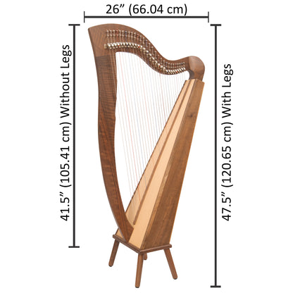 Mchugh Harp 29 Strings Walnut Wood Square Back