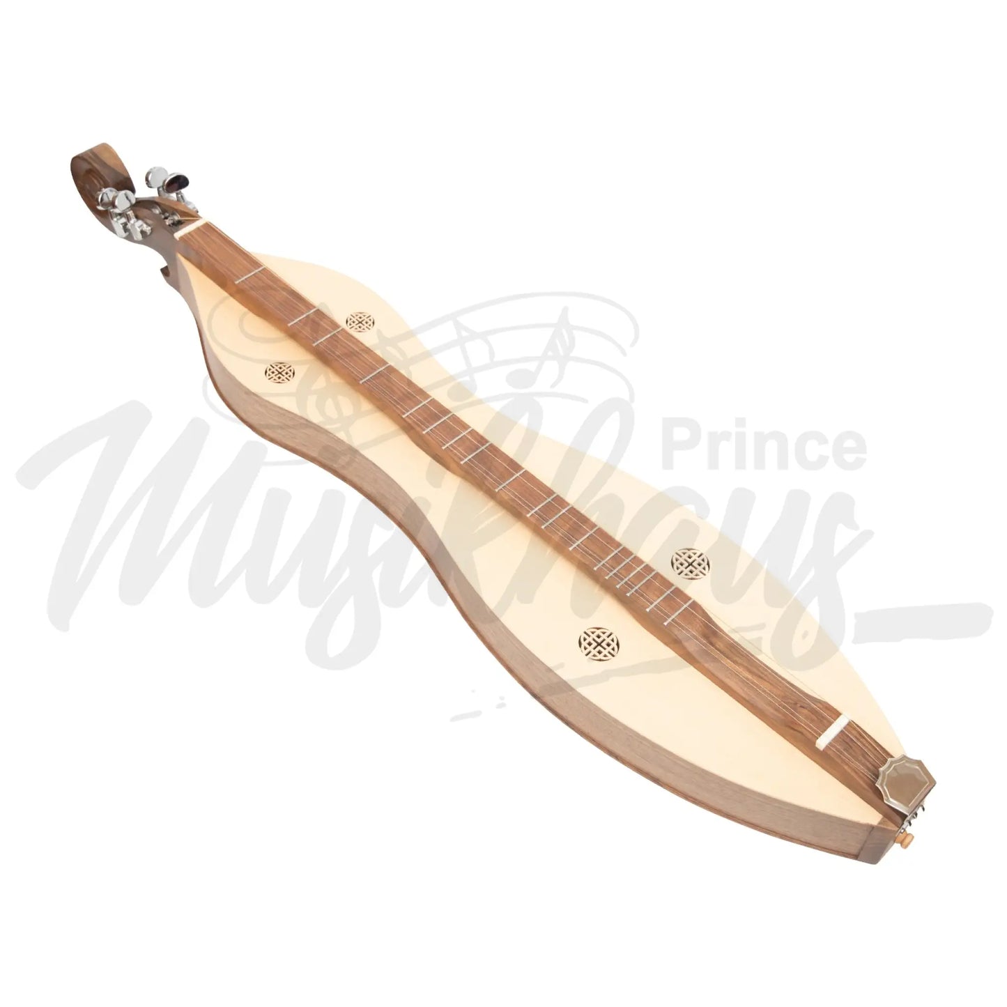 Mountain Dulcimer 4 String Knotwork Scroll Walnut With Nickel Finish Hardware