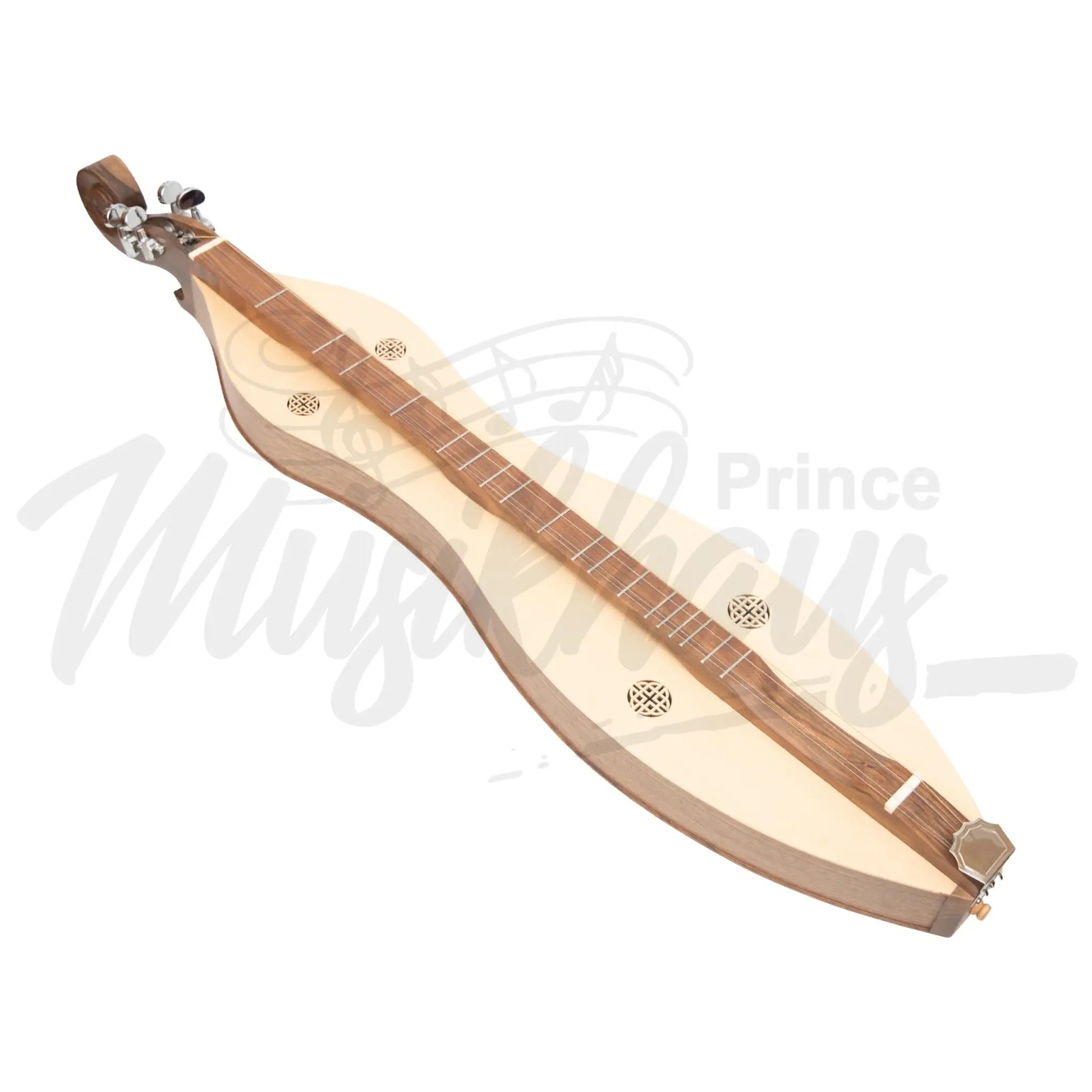 Mountain Dulcimer 4 String Knotwork Scroll Walnut With Nickel Finish Hardware