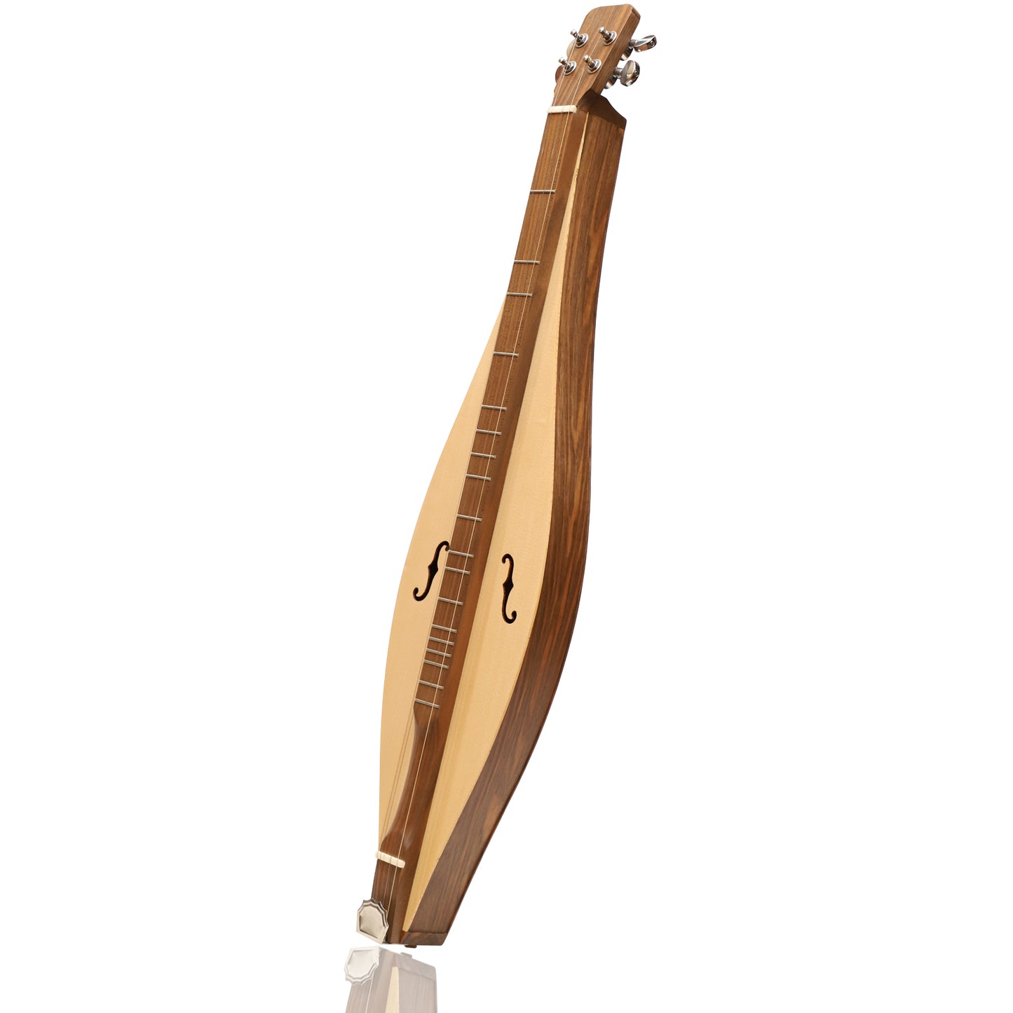 MOUNTAIN DULCIMER, 4 STRING TEARDROP TURN SCROLL F-HOLE WALNUT