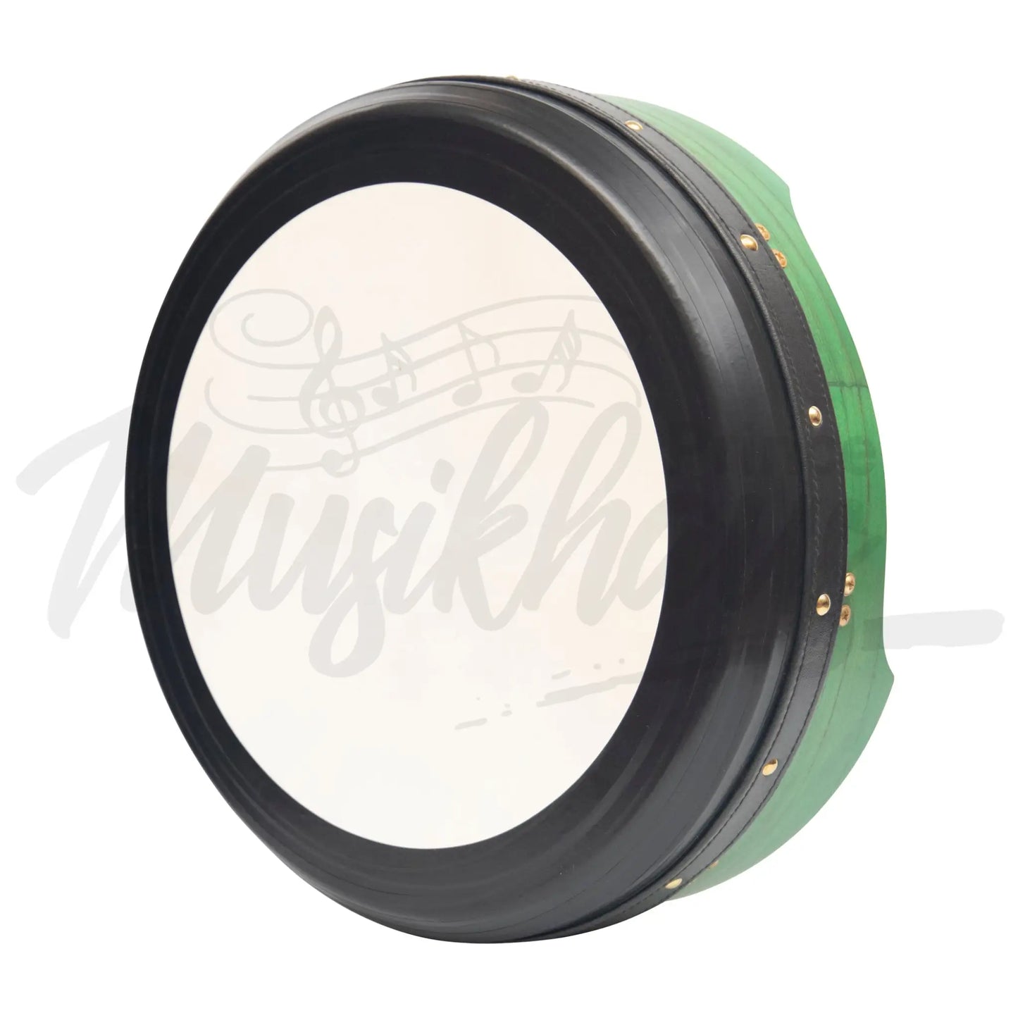 Muzikkon 14’’X4’’ Heartland Tunable Irish Bodhran With T-Bar & Taped Finish Deep Tune Green