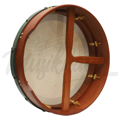 Muzikkon 16’’X4’’ Heartland Tunable Irish Bodhran With T-Bar & Taped Finish Deep Tune