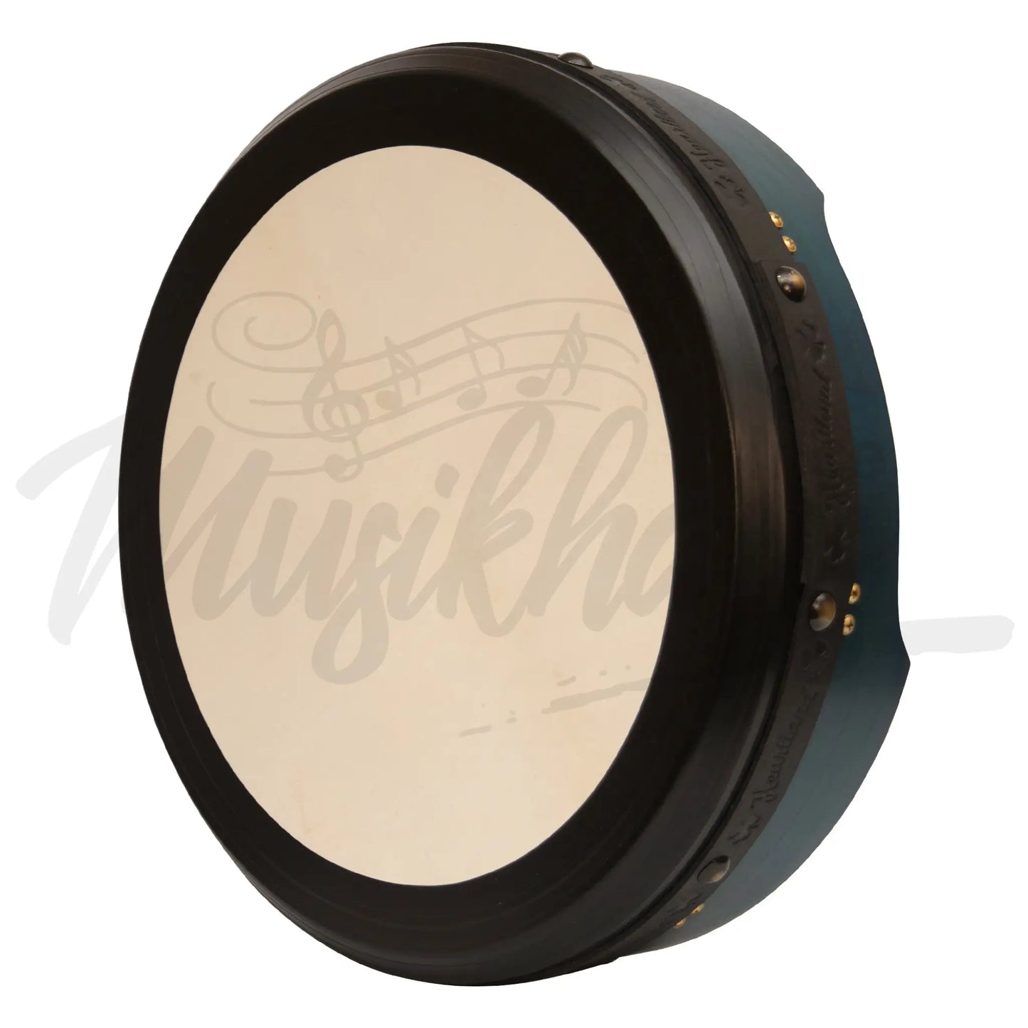 Muzikkon 16’’X4’’ Heartland Tunable Irish Bodhran With T-Bar & Taped Finish Deep Tune Blue