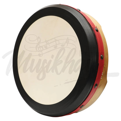 Muzikkon 16’’X4’’ Heartland Tunable Irish Bodhran With T-Bar & Taped Finish Deep Tune Mulberry