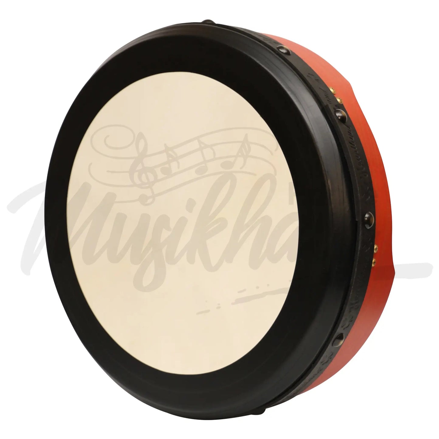 Muzikkon 16’’X4’’ Heartland Tunable Irish Bodhran With T-Bar & Taped Finish Deep Tune Red