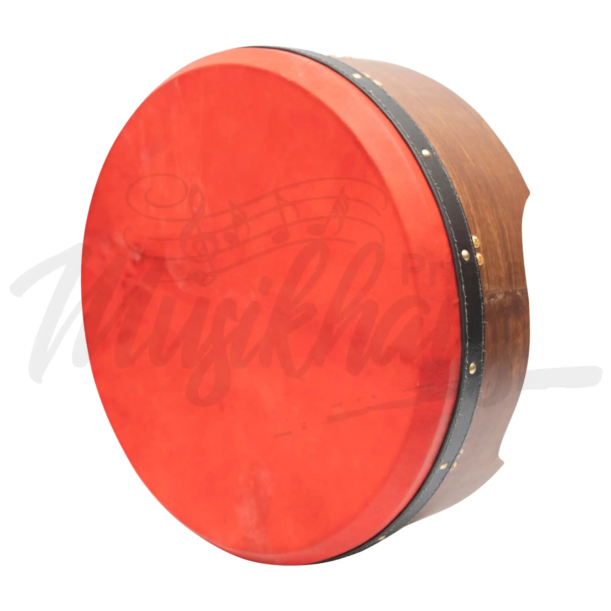 Muzikkon 16’’X6’’ Heartland Tunable Deep Rim Bodhran Rosewood T-Bar Goat Skin Red