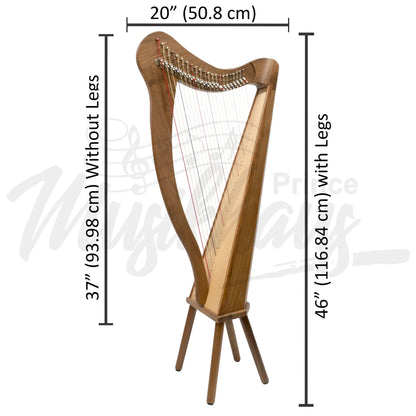 Muzikkon 22 String Ard Ri Harp Walnut