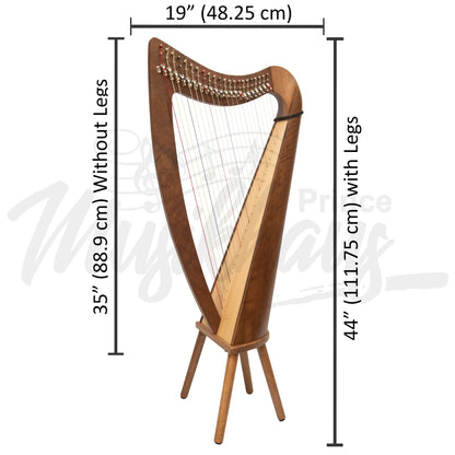 Muzikkon 22 String Claddagh Harp Walnut