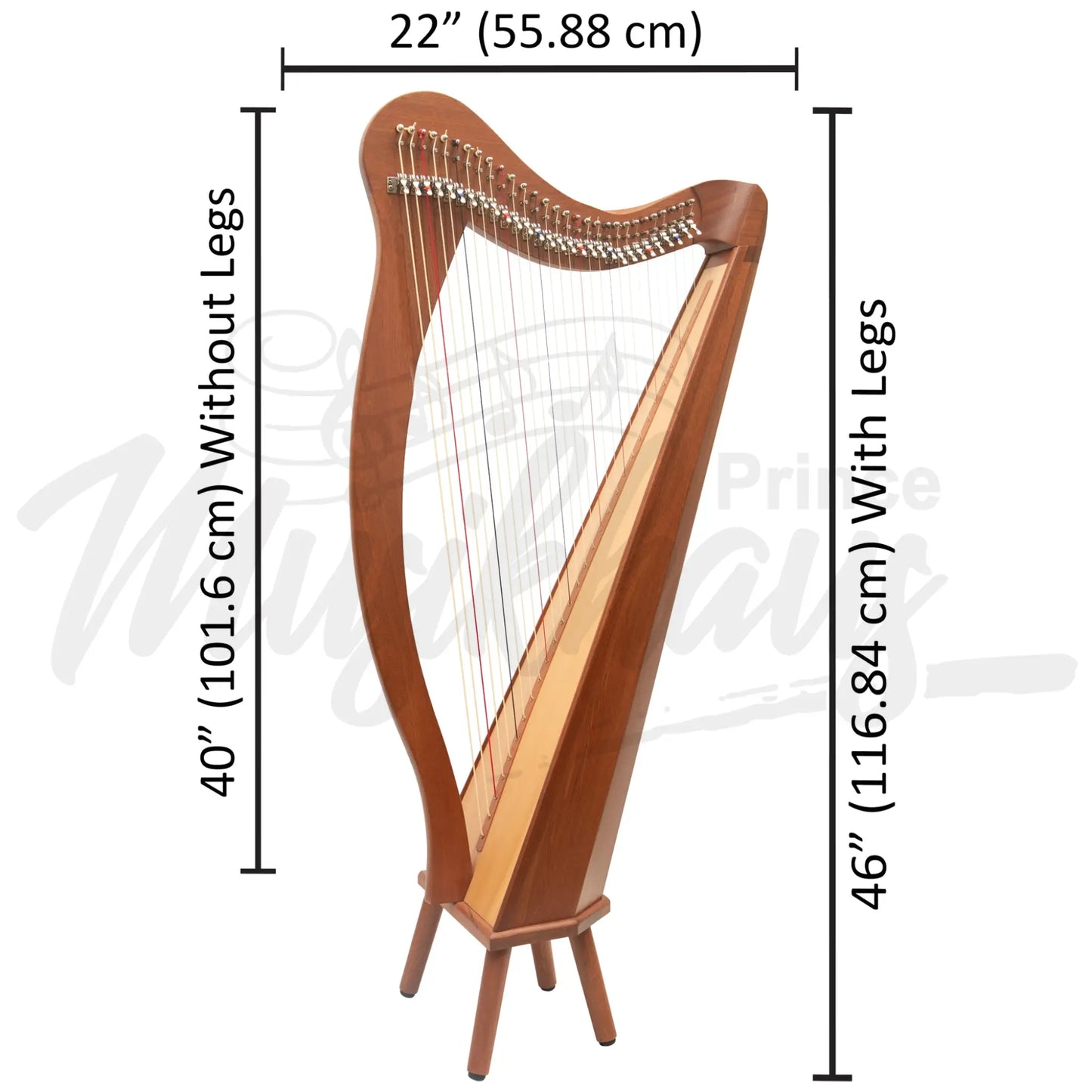 Muzikkon 29 String Ard Ri Harp Mahogany